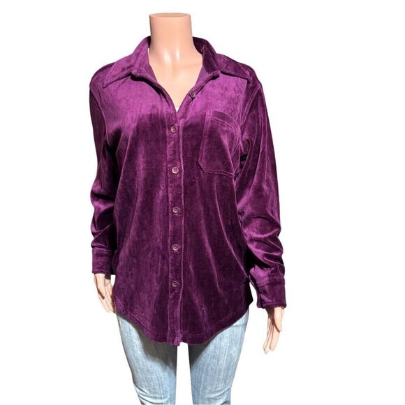 Pulp long sleeve button down velour chest pocket shirt M - Picture 4 of 6